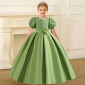 Φορέματα για κορίτσια με καλοκαιρινή παγιέτα Κομψό γαμήλιο πάρτι με φιόγκο Παιδικό φόρεμα πριγκίπισσας για κορίτσια Χριστουγεννιάτικη χριστουγεννιάτικη στολή