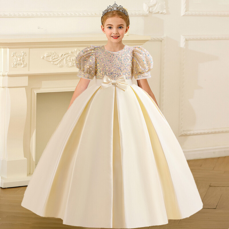 Φορέματα για κορίτσια με καλοκαιρινή παγιέτα Κομψό γαμήλιο πάρτι με φιόγκο Παιδικό φόρεμα πριγκίπισσας για κορίτσια Χριστουγεννιάτικη χριστουγεννιάτικη στολή