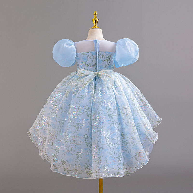 Mâneci umflate cu flori 3-11 ani Îmbrăcăminte pentru copii Copii Nuntă Petrecere Bal de aniversare Rochii de prințesă Rochie de lux pentru fete R182
