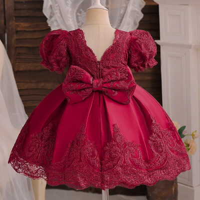 Vaikiška princesiška suknelė mergaitei, siuvinėta vintažinė elegantiška gimtadienio Vestido vestuvinio vakarėlio nėriniuota suknelė vaikams, mergaitei, iškilminga išleistuvių suknelė