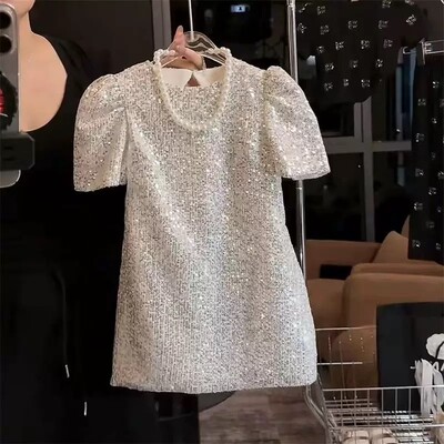 Rochie de modă pentru fetiță cu paiete, cu mânecă scurtă pentru sugari, copil mic, rochie cu spate, pentru petrecere, desfile de naștere, haine pentru bebeluși 1-10 ani