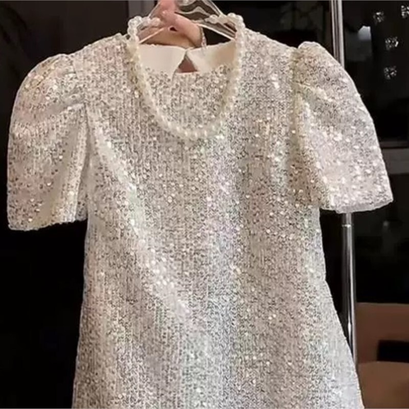 Rochie de modă pentru fetiță cu paiete, cu mânecă scurtă pentru sugari, copil mic, rochie cu spate, pentru petrecere, desfile de naștere, haine pentru bebeluși 1-10 ani