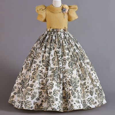 Naujas vaikiškas aprangos šifoninis lipdukas Retro modelio vaikiškos suknelės mergaičių dėvimos juosmens juostos princesės sijonas 3-12 metų