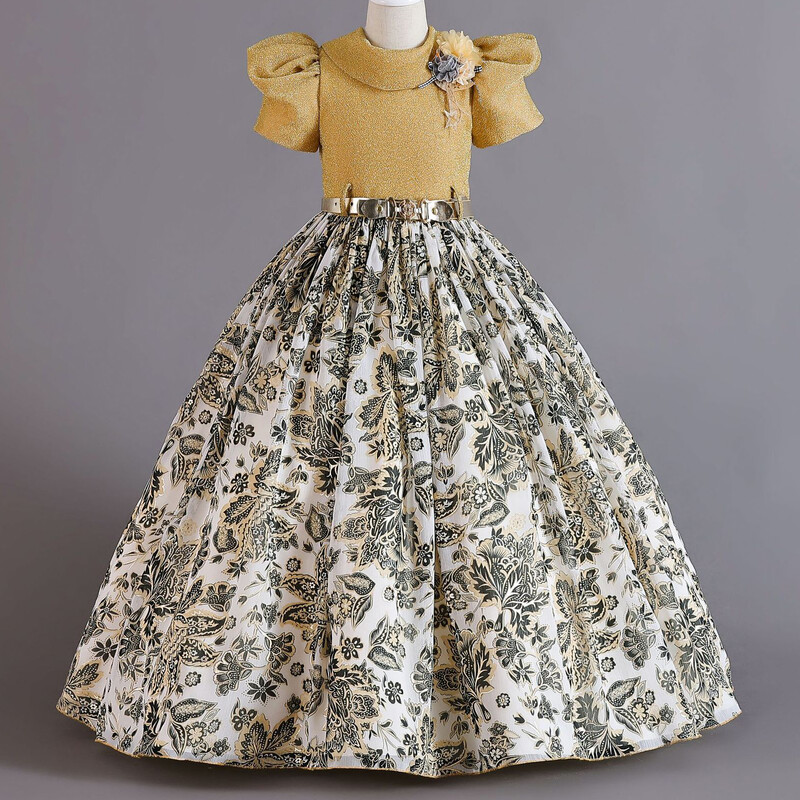 Naujas vaikiškas aprangos šifoninis lipdukas Retro modelio vaikiškos suknelės mergaičių dėvimos juosmens juostos princesės sijonas 3-12 metų