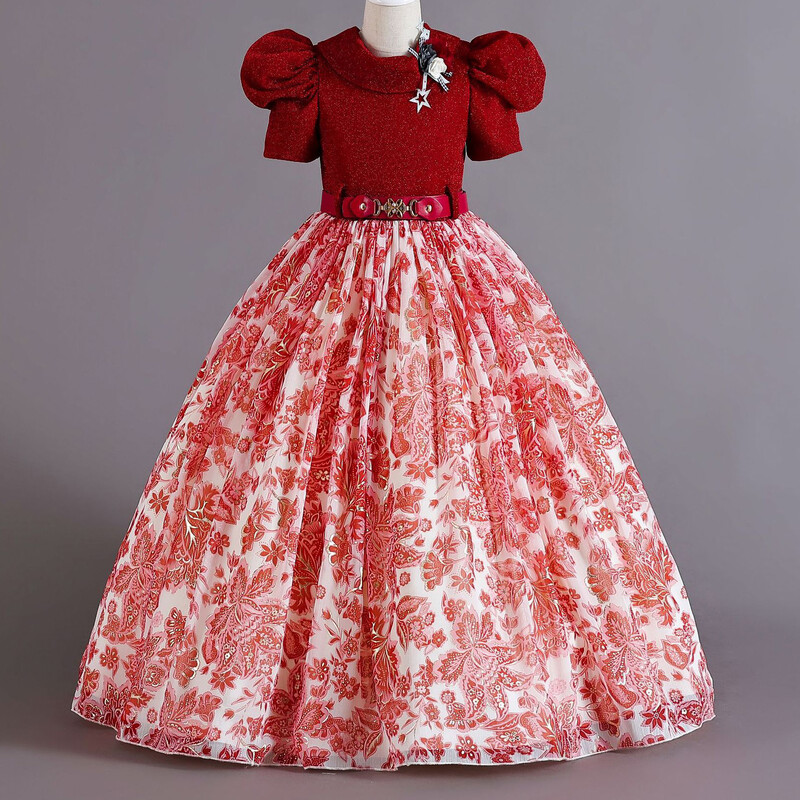 Naujas vaikiškas aprangos šifoninis lipdukas Retro modelio vaikiškos suknelės mergaičių dėvimos juosmens juostos princesės sijonas 3-12 metų