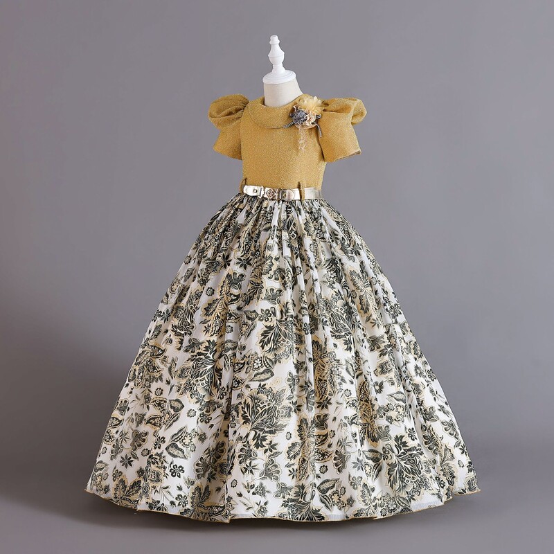 Naujas vaikiškas aprangos šifoninis lipdukas Retro modelio vaikiškos suknelės mergaičių dėvimos juosmens juostos princesės sijonas 3-12 metų
