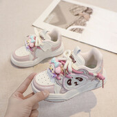 Mergaičių sportiniai bateliai 2024 m. Nauji animaciniai panda kvėpuojantys batai korėjietiška versija visi atitinka storu padu studentiškus vaikiškus batus