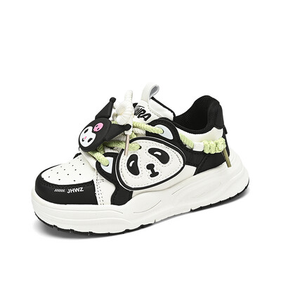 Mergaičių sportiniai bateliai 2024 m. Nauji animaciniai panda kvėpuojantys batai korėjietiška versija visi atitinka storu padu studentiškus vaikiškus batus