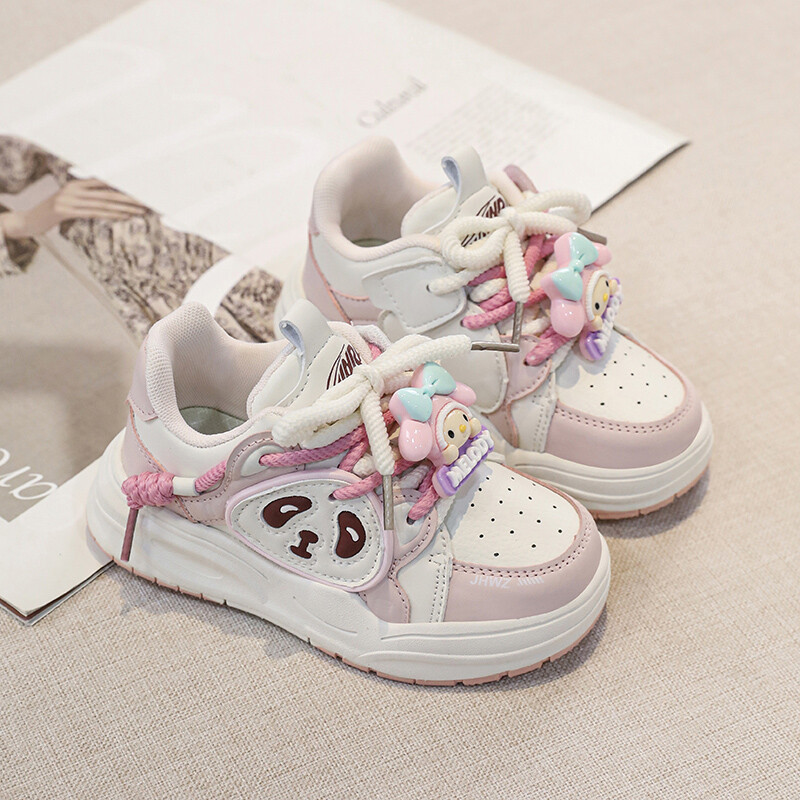 Mergaičių sportiniai bateliai 2024 m. Nauji animaciniai panda kvėpuojantys batai korėjietiška versija visi atitinka storu padu studentiškus vaikiškus batus