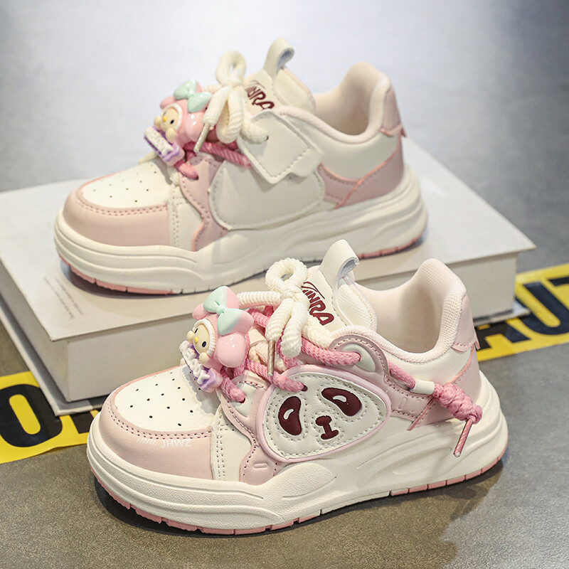 Mergaičių sportiniai bateliai 2024 m. Nauji animaciniai panda kvėpuojantys batai korėjietiška versija visi atitinka storu padu studentiškus vaikiškus batus