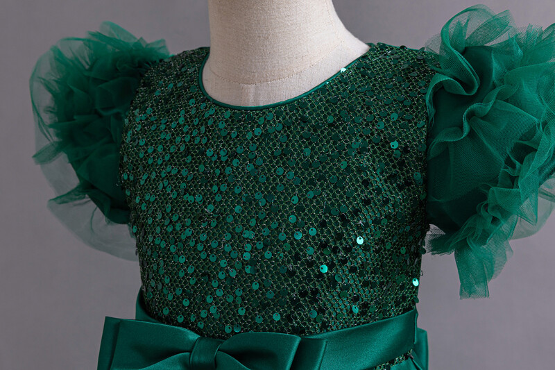 HETISO Girls Sequin Princess Dress Fluffy Tutu Sleeeve Birthday Party Performance Wedding Ball gown Παιδικά Frocks 3 6 8 10 Years