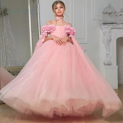 Puķu meiteņu līgavas māsu kleita kāzām Mežģīnes Eleganta bērnu dzimšanas dienas ballīte Princešu kleitas 6 10 14 gadi pusaudžu balles svinībām