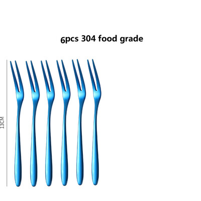 6/12 gab. Augļu dakšiņas Mini pārtikas sūcējs bērniem Bērniem pusdienu kastītes kokteiļu nerūsējošā tērauda kūkas deserts suši uzkodu kociņu savācējs