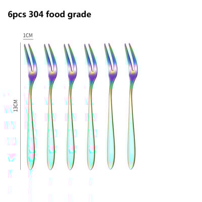 6/12 gab. Augļu dakšiņas Mini pārtikas sūcējs bērniem Bērniem pusdienu kastītes kokteiļu nerūsējošā tērauda kūkas deserts suši uzkodu kociņu savācējs