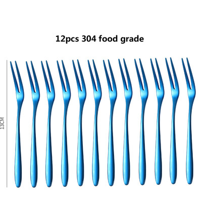 6/12 gab. Augļu dakšiņas Mini pārtikas sūcējs bērniem Bērniem pusdienu kastītes kokteiļu nerūsējošā tērauda kūkas deserts suši uzkodu kociņu savācējs