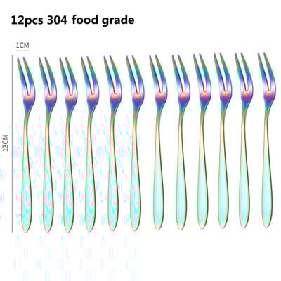6/12 gab. Augļu dakšiņas Mini pārtikas sūcējs bērniem Bērniem pusdienu kastītes kokteiļu nerūsējošā tērauda kūkas deserts suši uzkodu kociņu savācējs