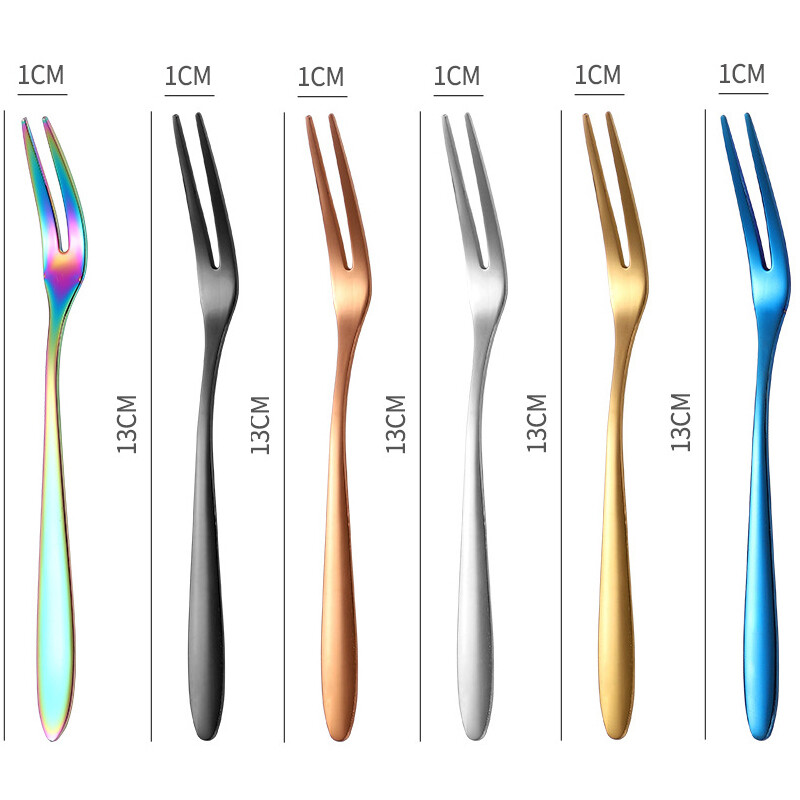 6/12 gab. Augļu dakšiņas Mini pārtikas sūcējs bērniem Bērniem pusdienu kastītes kokteiļu nerūsējošā tērauda kūkas deserts suši uzkodu kociņu savācējs