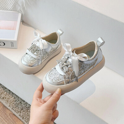 2024 Φθινοπωρινά νέα παιδικά παπούτσια κορεατικής έκδοσης Μοντέρνα παχιά σόλα για κορίτσια Princess Simple Diamond Bow Casual παπούτσια