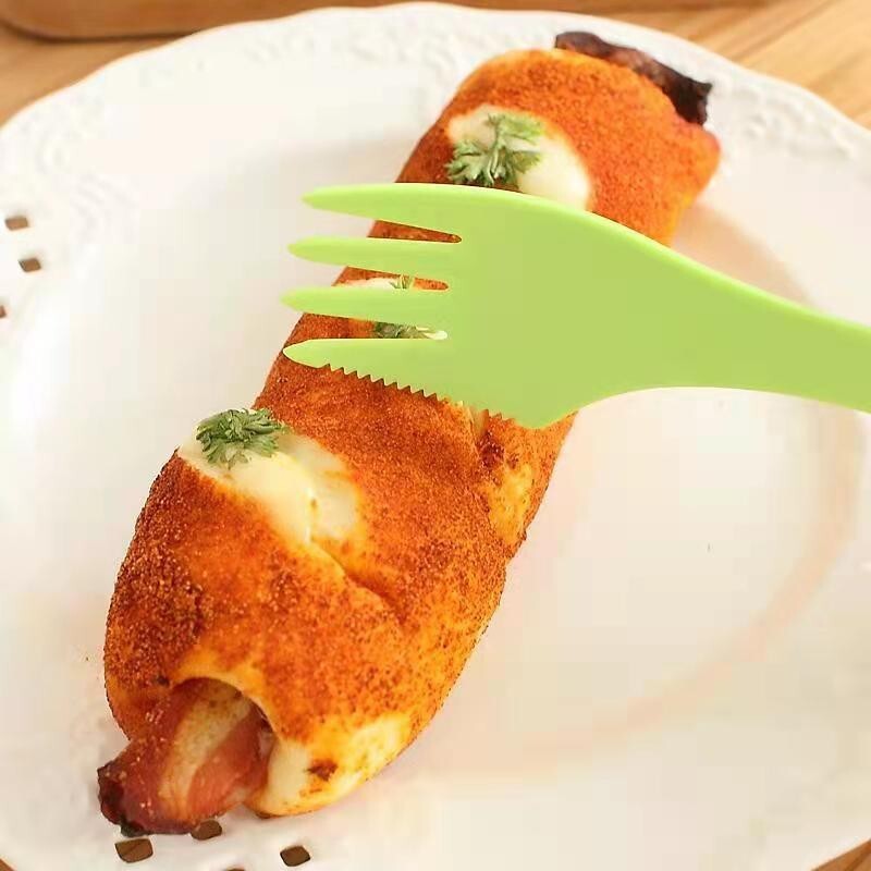 6 vnt. Lauko Spork 3 viename šaukštas Šakės Pjaustyklė Kelionė Stovykla žygiams Iškylai Plastikiniai Spork Combo Kelioniniai įtaisai Stalo įrankiai