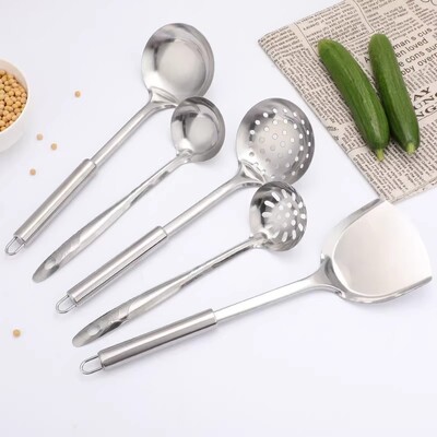 Σετ μαγειρικών σκευών κουζίνας από ανοξείδωτο ατσάλι, Τρυπητό, κουτάλι σούπας, διάτρητο φτυάρι, φτυάρι κατσαρόλας, κουτάλα ρυζιού, ειδικά εργαλεία κουζίνας