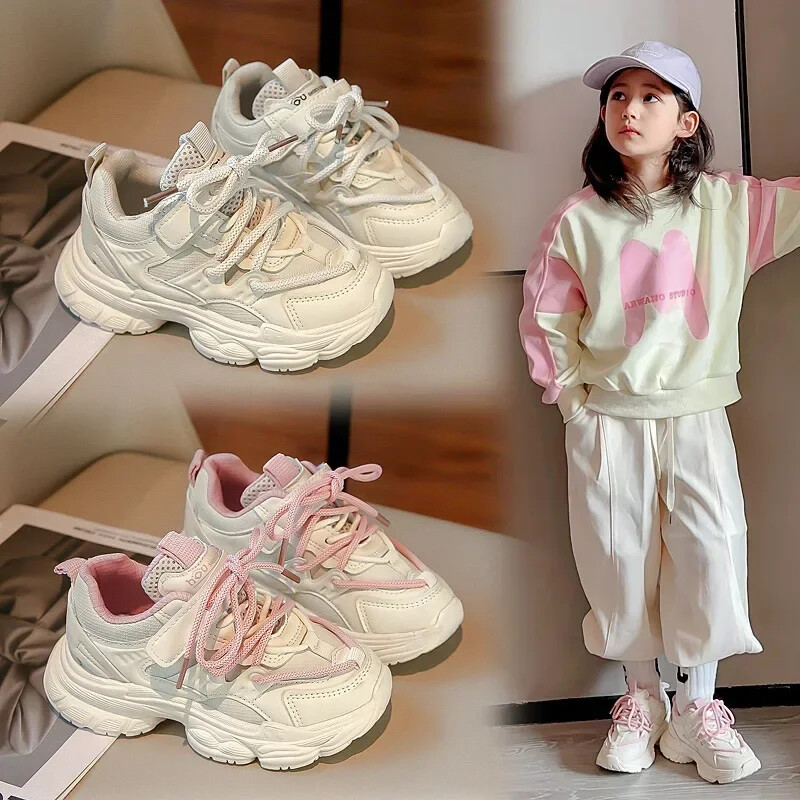 Vaikiški nauji populiarūs laisvalaikio bėgimo sportiniai bateliai vaikams, universalūs minkštu padu, atsparūs dėvėjimui, patogūs madingi, saldūs sportbačiai