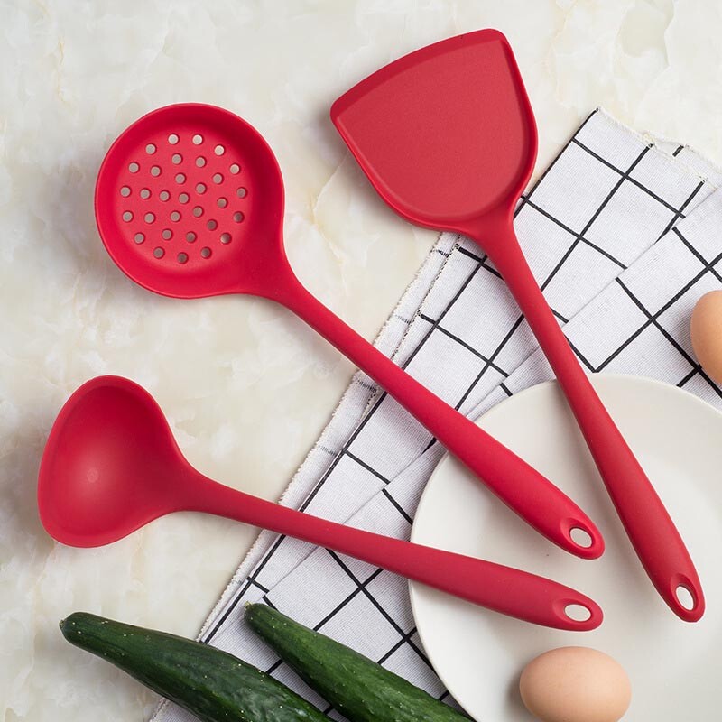 Linguriță de gătit antiaderentă din silicon de bucătărie Spatulă Oală Bătătoare de ouă Ustensile Set de veselă Instrumente de gătit Accesorii