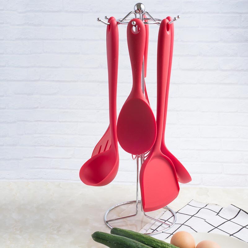 Linguriță de gătit antiaderentă din silicon de bucătărie Spatulă Oală Bătătoare de ouă Ustensile Set de veselă Instrumente de gătit Accesorii