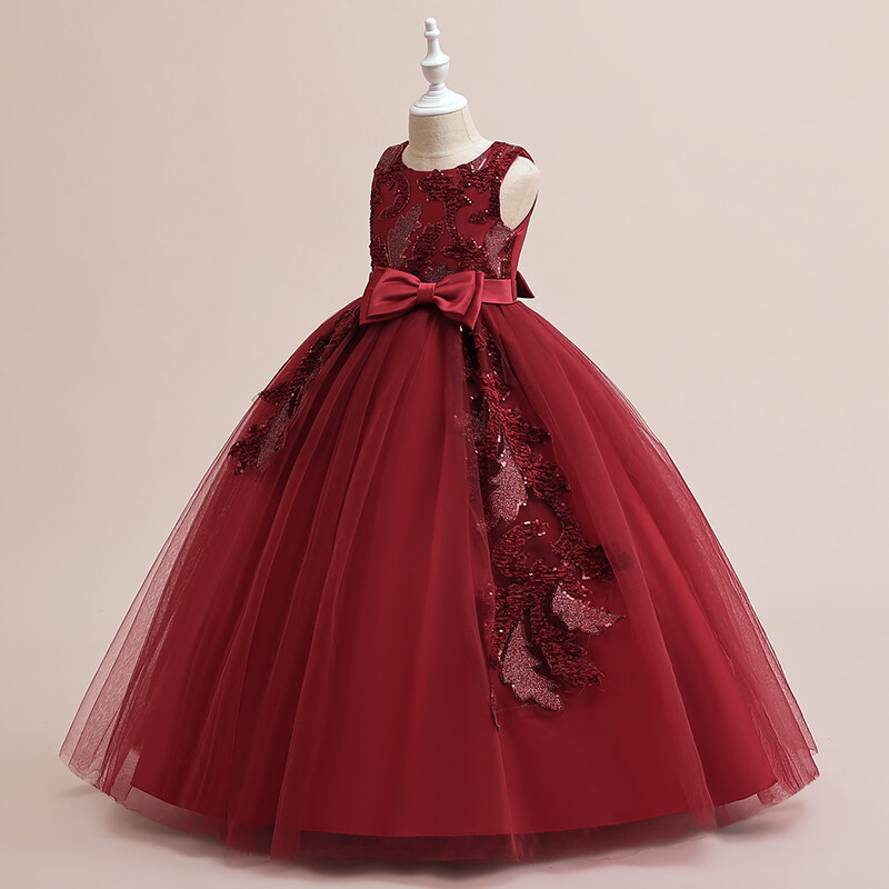 Meiteņu ballīšu kleitas 2 krāsas 120cm-170cm Bērnu kleita Princeses klavieres priekšnesums kāzu rozā kostīms dzimšanas diena