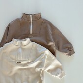 Proljetna 2023. Dječja majica s dugim rukavima Slovo Pamuk Dječaci Djevojčice Jednobojni pulover Dječja ležerna majica s patentnim zatvaračem