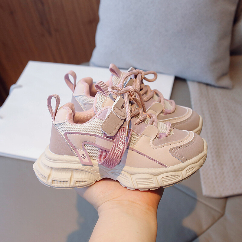 Пролет 2024 Нова детска модна тенденция Маратонки Мрежести дишащи Ежедневни обувки за тенис Момчета Момичета Обувки за открито с дебела подметка