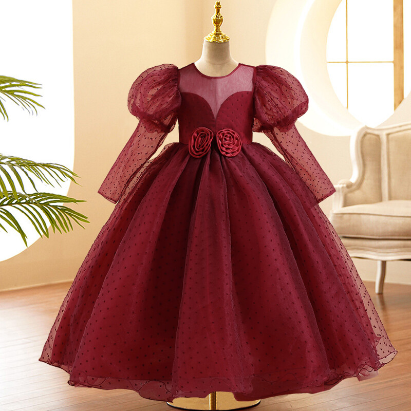 Vasarinė vaikiška vakarėlio suknelė ilgomis rankovėmis mergaitėms Vaikams Kostiumai nėriniuoti princesės suknelės mergaičių vakarėliams geltona suknelė gimtadienio suknele