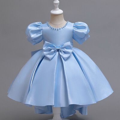Φόρεμα για κοριτσάκι με φουσκωμένο μανίκι σε στυλ αυλής κοντό στρογγυλό λαιμό φόρεμα σαμπάνιας πριγκίπισσας γλυκό #T002