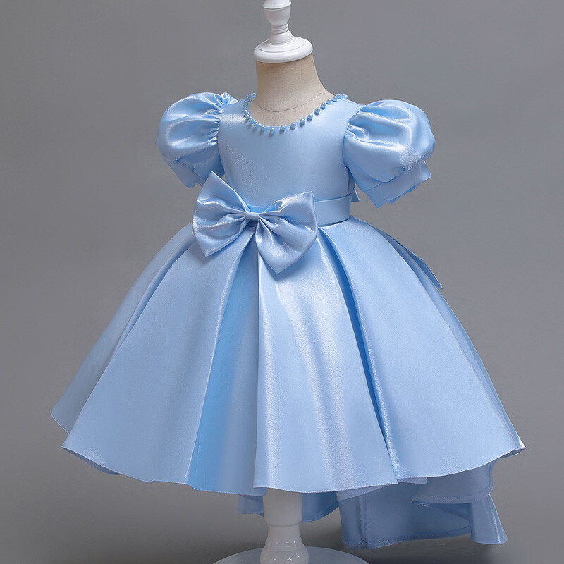 Φόρεμα για κοριτσάκι με φουσκωμένο μανίκι σε στυλ αυλής κοντό στρογγυλό λαιμό φόρεμα σαμπάνιας πριγκίπισσας γλυκό #T002