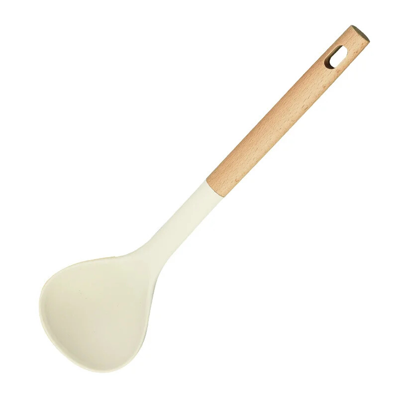 1 db szilikon konyhai edény fa fogantyúval, tárolóval. főzéshez és tálaláshoz a konyhában