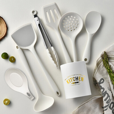 8 τμχ Σετ μαγειρικά σκεύη από σιλικόνη κόκκινο αντικολλητικό φτυάρι σούπας κουτάλι τρυπητό κουτάλι ρύζι Σετ σκεύη κουζίνας Gadget