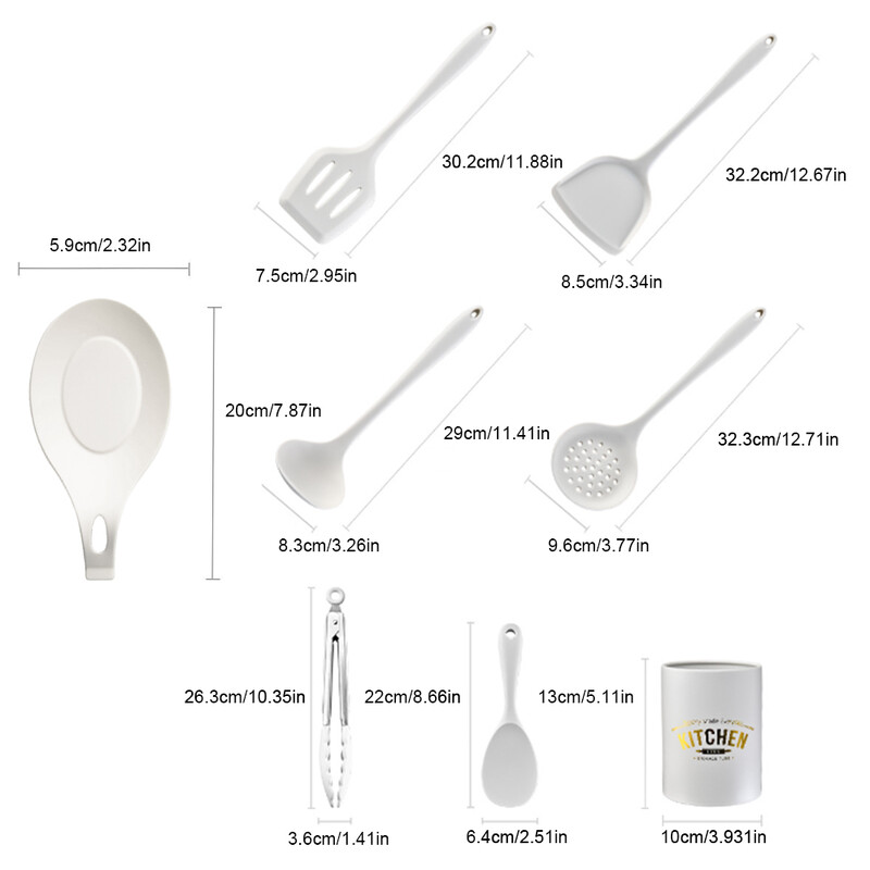 8 τμχ Σετ μαγειρικά σκεύη από σιλικόνη κόκκινο αντικολλητικό φτυάρι σούπας κουτάλι τρυπητό κουτάλι ρύζι Σετ σκεύη κουζίνας Gadget