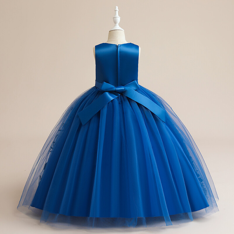 Adolescentă rochii de seară de nuntă formale cu broderie de flori pentru copii, rochie de petrecere pentru domnișoară de onoare pentru fete, costum de naștere pentru copii