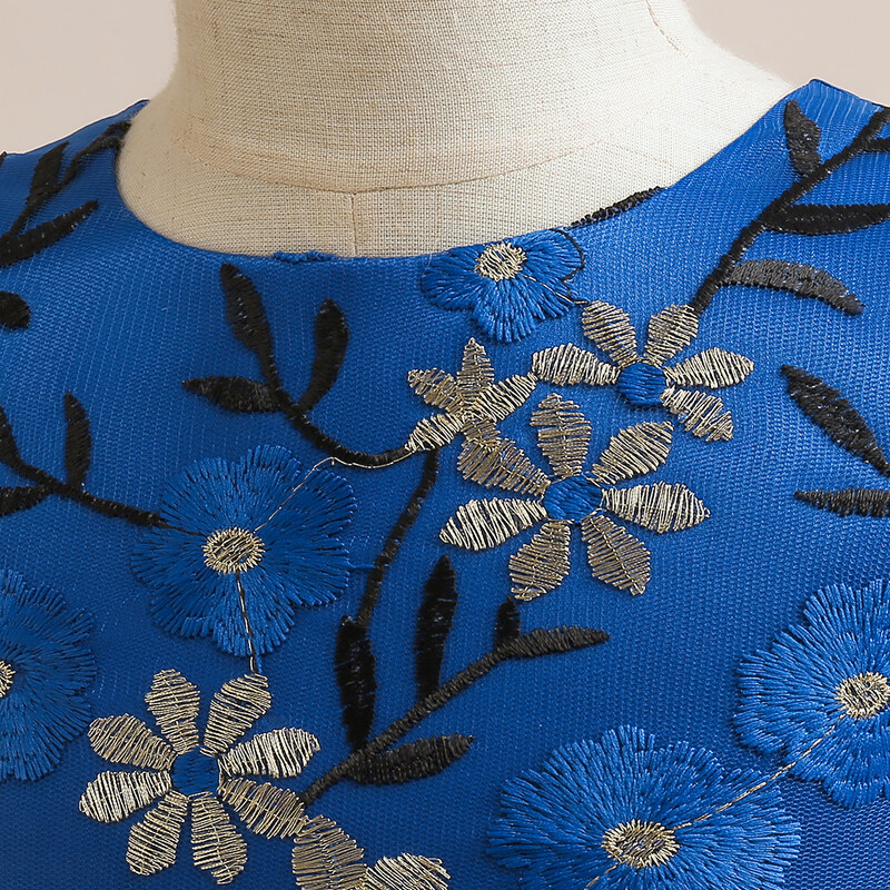 Adolescentă rochii de seară de nuntă formale cu broderie de flori pentru copii, rochie de petrecere pentru domnișoară de onoare pentru fete, costum de naștere pentru copii