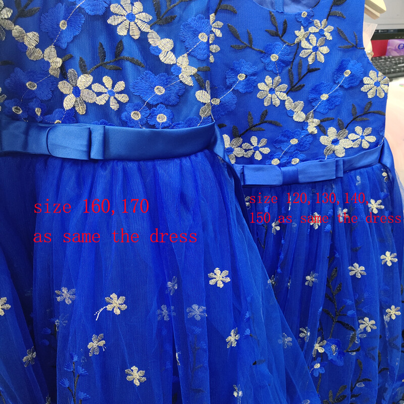 Adolescentă rochii de seară de nuntă formale cu broderie de flori pentru copii, rochie de petrecere pentru domnișoară de onoare pentru fete, costum de naștere pentru copii