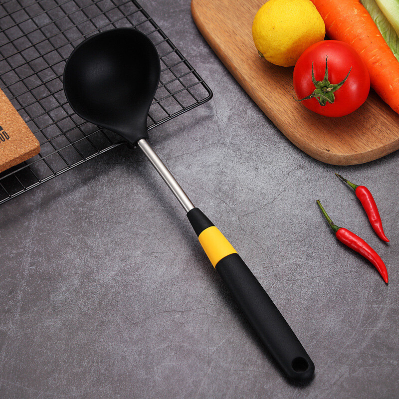 Ümmargune silikoonist supilusikas roostevabast terasest käepideme kulp Kuumakindel pudrusupp lusikas Segamislusikas Serveerimislusikas Kööginõud