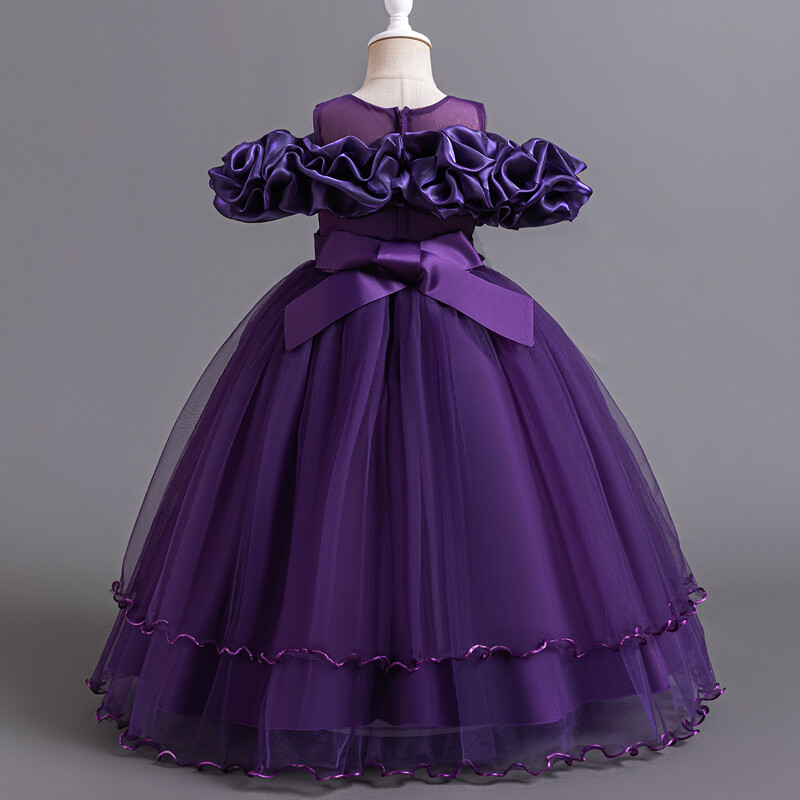 1326 Új, elegáns lány party ruha hosszú esküvői koszorúslány ruha 4-12 éves hálós hímzett ballagási estélyi ruhák