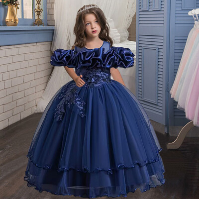 Noua rochie eleganta de petrecere pentru fete Rochie lunga de nunta pentru domnisoara de onoare 4-13 ani Rochie de seara brodata cu plasa pentru bal de absolvire