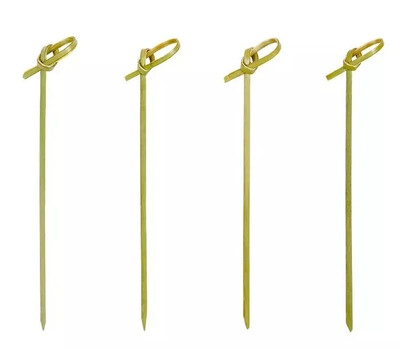 100 τμχ Επιλογές για γραβάτα από μπαμπού Σουβλάκια με κόμπους μπαμπού Επιλογές φαγητού με στριφτές άκρες Πιρούνι φρούτων φαγητού Μπαμπού μπαστούνια Επιλογές κοκτέιλ