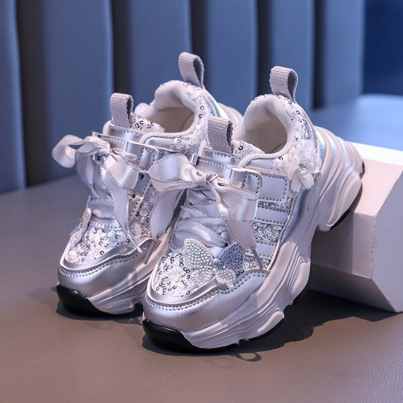 Маратонки за момичета 2024 Детски ежедневни обувки Дизайнерски тенис маратонки с мрежеста платформа 6 до 12 години Детски спортни обувки за момиче