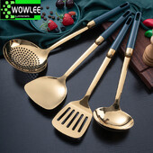 Set de ustensile de bucătărie din oțel inoxidabil auriu, ustensile de bucătărie de lux nordic, linguriță, spatulă pentru supă, mâner din ceramică, vase antiaderență