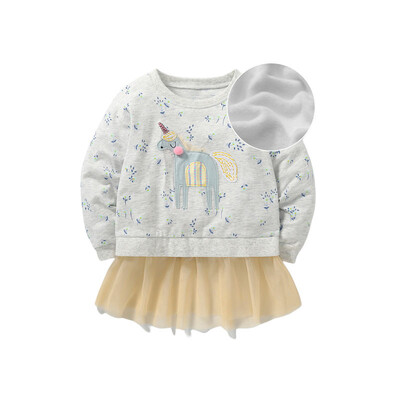 Jumping Meters 2-7T Animale Fete Hanorace cu fleece în interior Îmbrăcăminte caldă pentru copii Vânzare fierbinte Cămăși pentru bebeluși Topuri