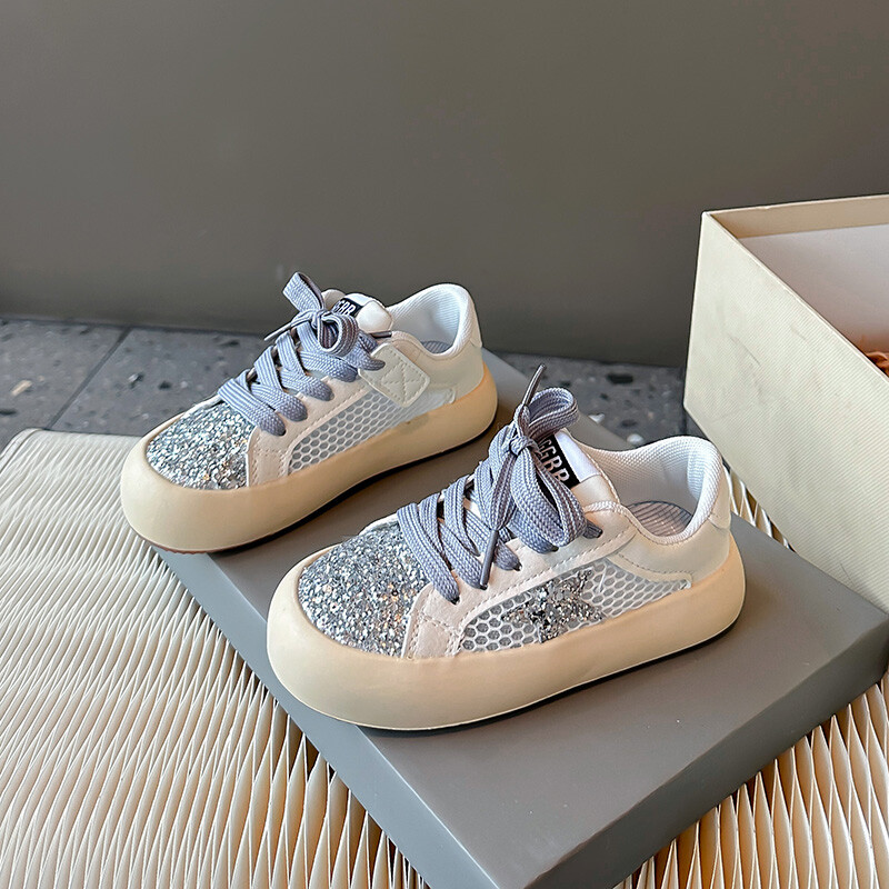 Pavasaris ir ruduo nauja mergaičių blizgučiai žvaigždžių batai Madingi berniukų laisvalaikio sidabriniai batai vaikiški neslystantys sportiniai batai