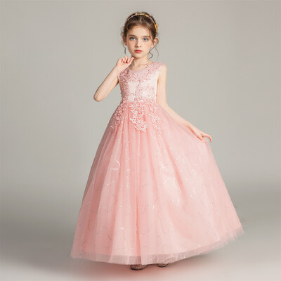 BX683 Bērnu kleitas meitenēm Mežģīņu kleita kleita Princeses Apģērbi Bērni Svinīga vakara ballīte Puķu meiteņu kāzu Vestidois