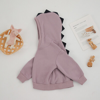 Elegáns aranyos dinoszaurusz kürt kapucnis pulóver gyerekeknek 100% pamut ősz tél új alkalmi fiúk és lányok, bordás kapucnis pulóver