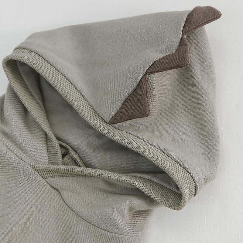 Elegáns aranyos dinoszaurusz kürt kapucnis pulóver gyerekeknek 100% pamut ősz tél új alkalmi fiúk és lányok, bordás kapucnis pulóver